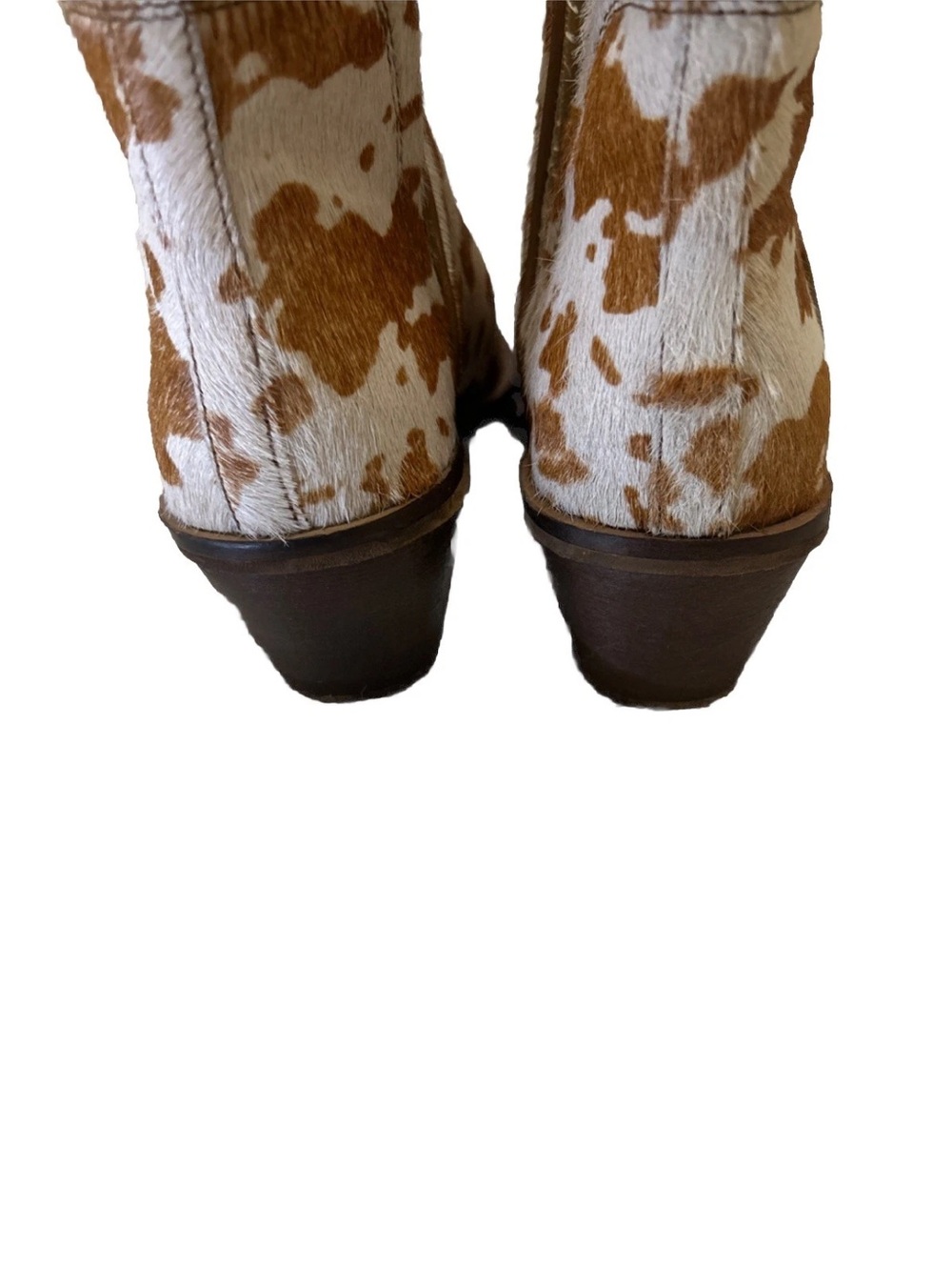 MYRA BAG Cow Hair On Hide Leather Ankle Cowboy Boots Women’s 9 White & Brown - Picture 12 of 16